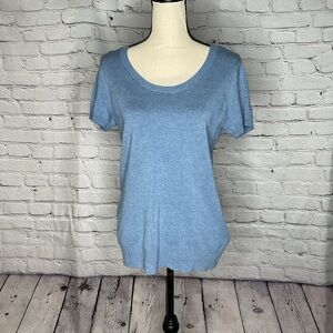 Liverpool Cornflower Heather Blue Short Sleeve Round Neck Sweater Small
